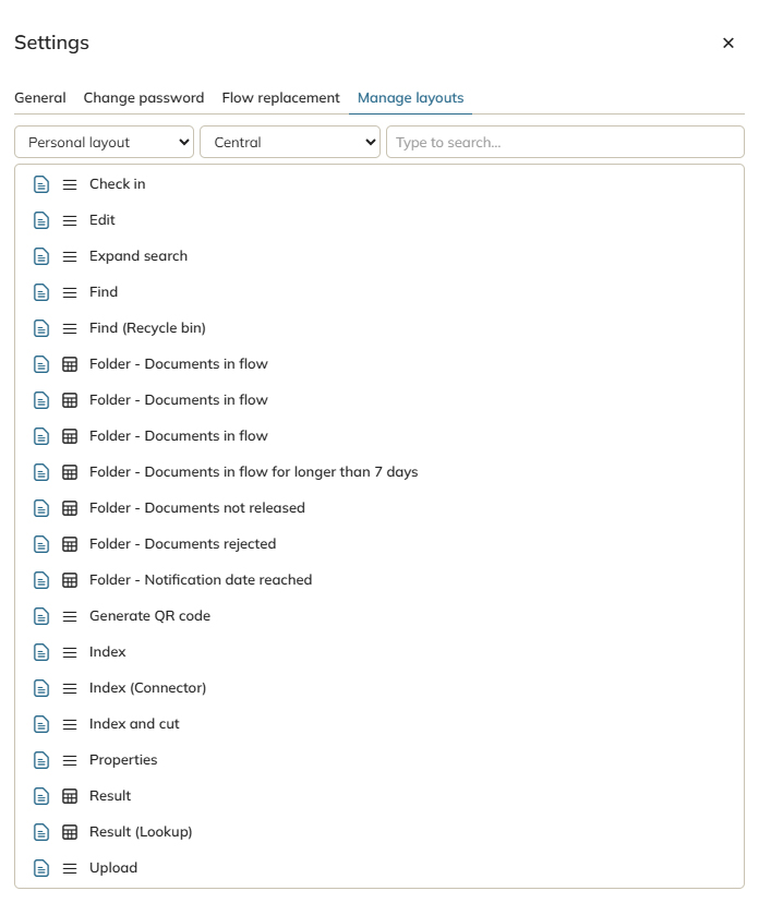 The General settings
