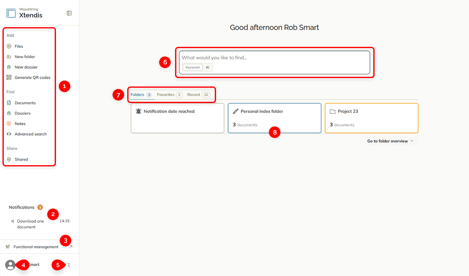 The components of the Xtendis Dashboard