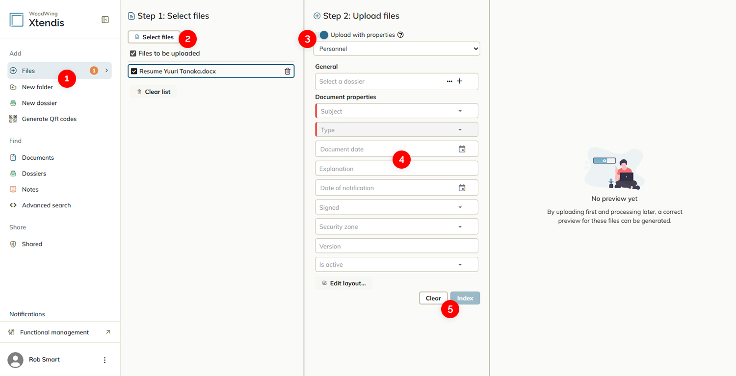 Steps for uploading a file