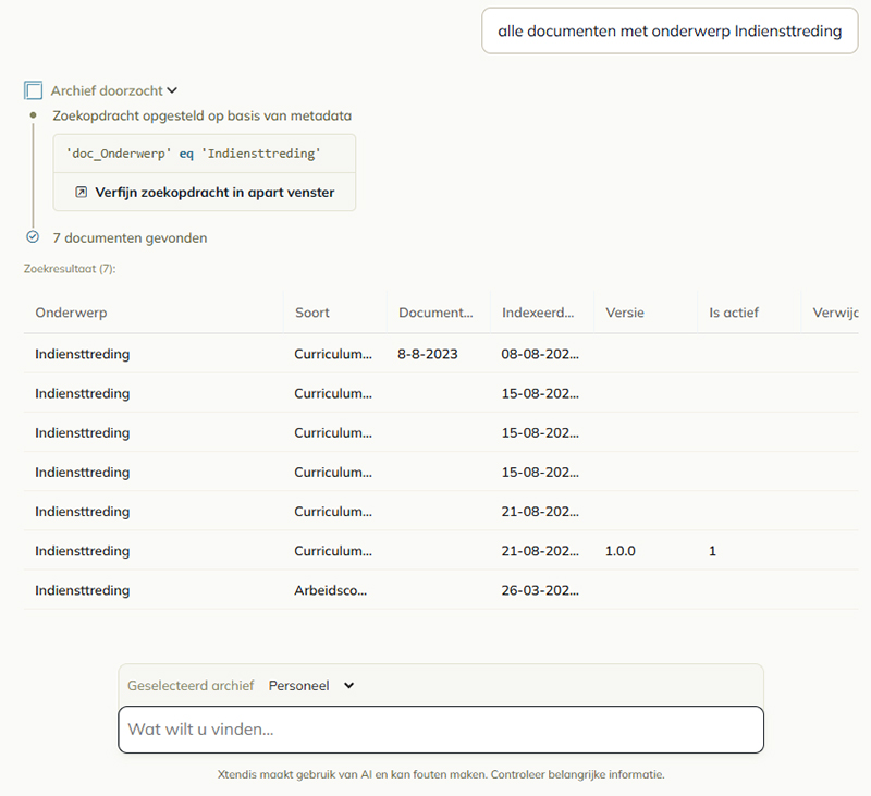 De zoekresultaten voor een contextuele zoekopdracht
