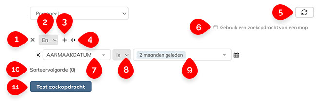 De Geavanceerd zoeken onderdelen van een  Zoekmap