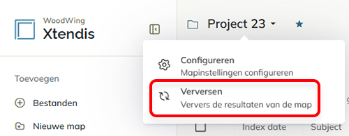 De optie Verversen in het actiemenu van een map