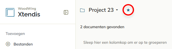 Het ster-icoon om een map als favoriet te markeren