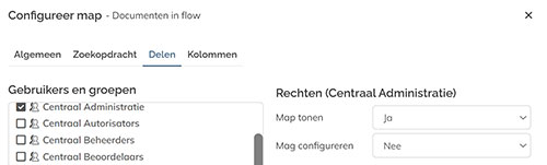 Opties om te bepalen wat gebruikers mogen doen met een gedeelde map