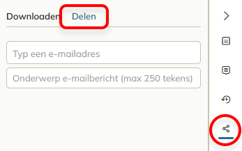 Het tabblad Delen in het paneel Exporteeropties