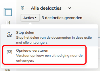 De optie Opnieuw versturen in het Actie-menu