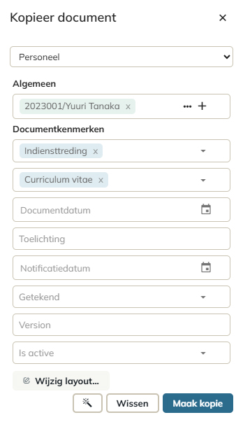 Het paneel Document indexeren