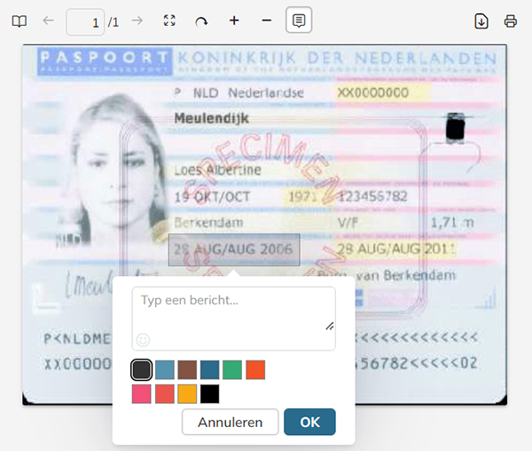 Een notitie toevoegen aan een voorvertoning van een document