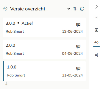 De versie-overzichtsinformatie bekijken in het paneel Geschiedenis