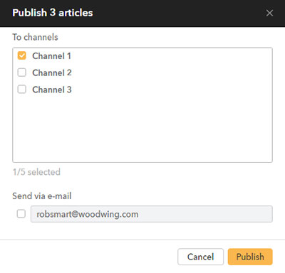 The Publish dialog